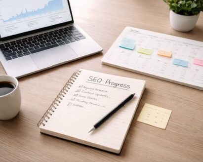 SEO planning workspace showing a realistic timeline for how long SEO takes to deliver results