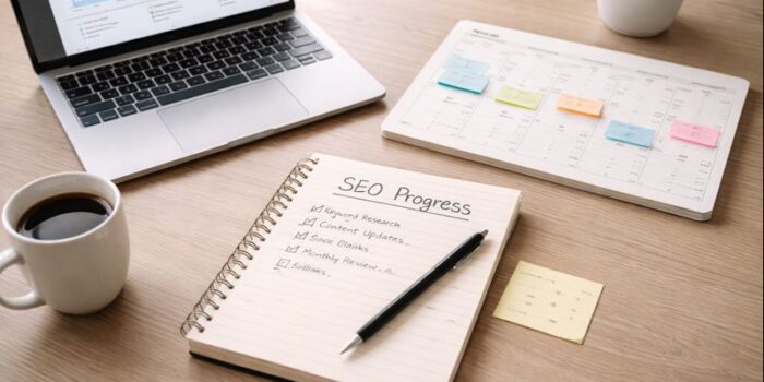 SEO planning workspace showing a realistic timeline for how long SEO takes to deliver results