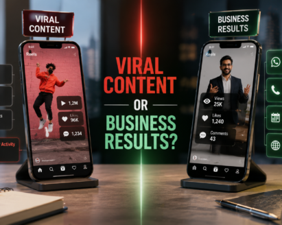 Reels marketing for business showing the difference between viral content and lead-generating content for Chennai businesses