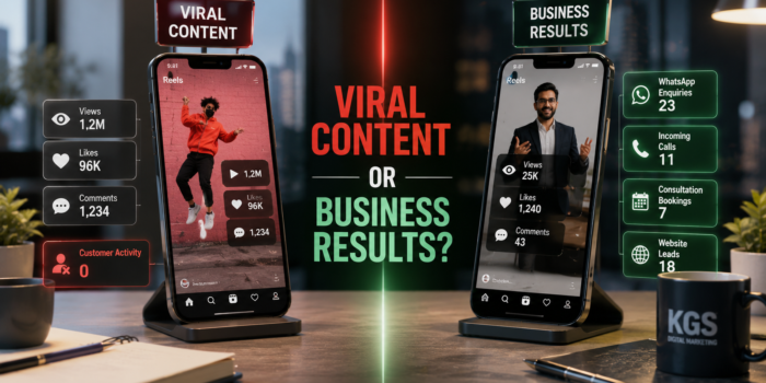 Reels marketing for business showing the difference between viral content and lead-generating content for Chennai businesses